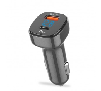 Автомобильный адаптер питания DEESPI ES28 2USB + QC3.0 65W  с инд. вольтметра (черный)#2122075