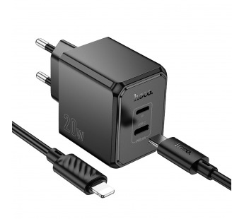 Адаптер Сетевой Hoco CS16A Wish Type-C/Lightning 3A/20W (black) (241002)#2119790
