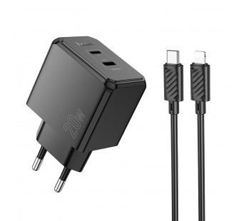 Адаптер Сетевой Hoco CS16A Wish Type-C/Lightning 3A/20W (black) (241002)#2119792