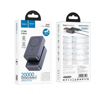 Внешний аккумулятор HOCO J160B 20000 mAh PD 20W с беспроводной зарядкой (черный)#2113641