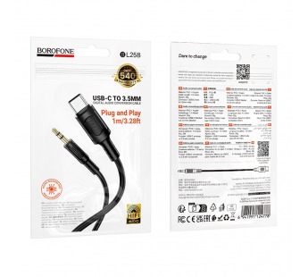 Аудио Адаптер BOROFONE BL25B Type-C - 3.5mm AUX (черный)#2113627