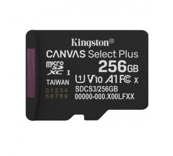 MicroSDXC  256GB  Kingston Class 10 Canvas Select Plus A1 U1 V10  (150 Mb/s) + SD адаптер#2113910