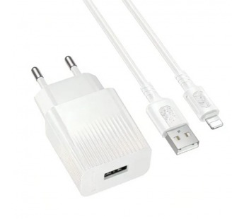 СЗУ BOROFONE BAS71A Source (1-USB/2.1A) + Lightning кабель (1м) (белый)#2124855