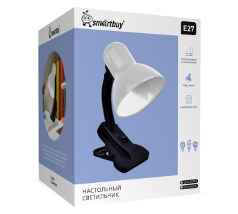 Настольный светильник Smartbuy Е27 с прищепкой White (SBL-DeskL01-White)#2115626