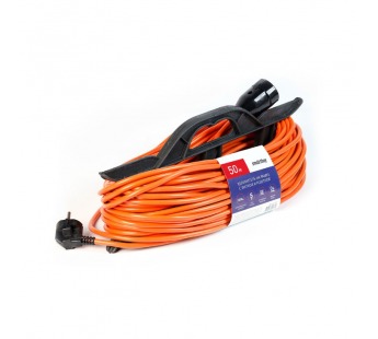 Удлинитель на рамке с вилкой и розеткой 10А, 50 метров 2х1,0 мм², оранж., IP20 (SBE-10-1-50-F)/5#2114080