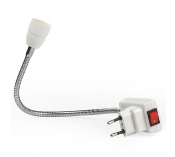 Переходник вилка-патрон Е14 гибкий 300мм с выключателем (светильник), белый (SBL-NL-001)#2114087