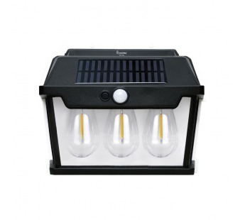 Фонарь уличный декоративный, солнечные панели, 3 филамент LED лампы "ретро", датчик, Smartbuy#2114138