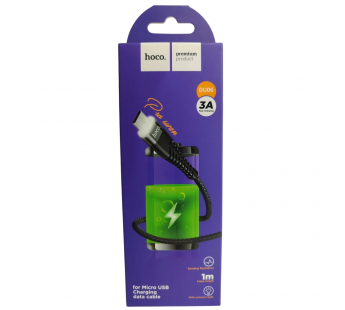 Кабель USB - Micro USB HOCO DU06 (3A/1m/текстиль) черный#2117823