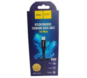 Кабель USB - Micro USB HOCO DU10 (3A/1m/текстиль) черный#2117762