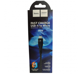 Кабель USB - Micro USB HOCO DU14 (3A/1m/текстиль) черный#2118351