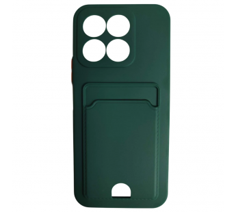 Чехол силиконовый Honor X8C матовый цветной с визитницей темно-зеленый#2114301