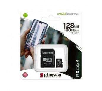 MicroSD  128GB  Kingston Class 10 Canvas Select Plus A1 U1 V10  (150 Mb/s) + SD адаптер#2117187
