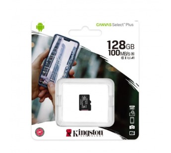 MicroSD  128GB  Kingston Class 10 Canvas Select Plus A1 U1 V10  (150 Mb/s) без адаптера#2117186