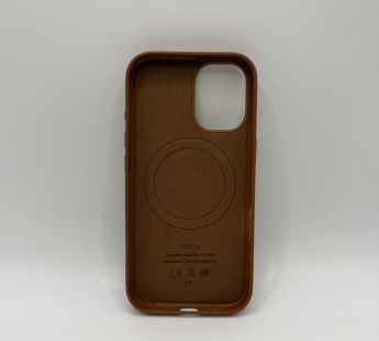 Чехол-накладка Magsafe для Apple iPhone 17 кожаный коричневый#2143329