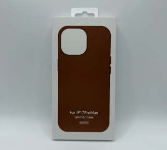 Чехол-накладка Magsafe для Apple iPhone 17 Pro Max кожаный коричневый#2143331
