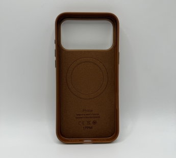 Чехол-накладка Magsafe для Apple iPhone 17 Pro Max кожаный коричневый#2143333