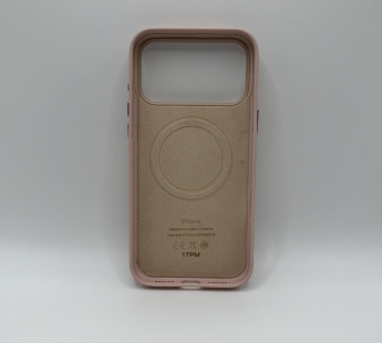 Чехол-накладка Magsafe для Apple iPhone 17 Pro Max кожаный светло-розовый#2143337