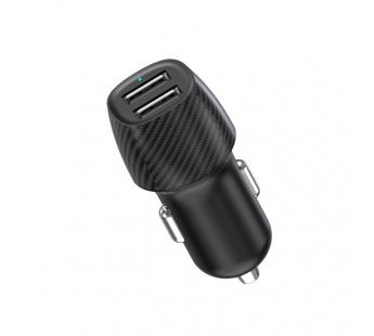 Автомобильный адаптер 2гн.USB 5V, 2,4A, черное "Rexant"#2122079