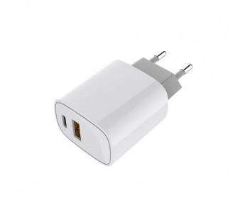 Адаптер постоянного тока 1гн.USB-A QC3.0 + 1гн.Type-C 20W, белый "Rexant"#2124866