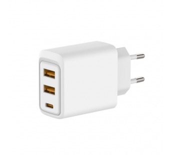 Адаптер постоянного тока 2гн.USB-A 5V, 2A + 1гн.Type-C 10W, белый "Rexant"#2124873