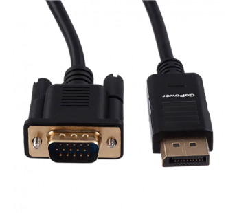 Кабель GoPower DisplayPort (m)-VGA (m) 1.8м ПВХ черный Premium Zip-Lock c подвесом (1/100)#2115175