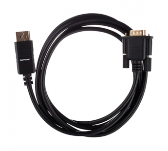 Кабель GoPower DisplayPort (m)-VGA (m) 1.8м ПВХ черный Premium Zip-Lock c подвесом (1/100)#2115174