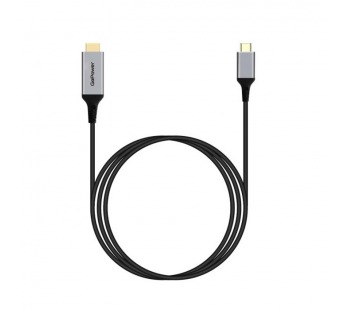 Кабель GoPower Type-C (m)-HDMI (m) 2м ПВХ 4K 60Hz черный Premium Zip-Lock c подвесом (1/100)#2114768