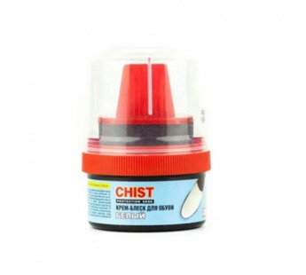 Крем-блеск для обуви CHIST 60мл с губкой белый (1/12/48)#2114518