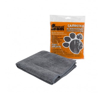 Салфетка Рыжий кот M-02 30х30см микрофибра серый (1/40/200)#2114454