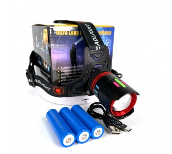 Налобный Светодиодный фонарь CT012-3Q PM10-TG (S1329)#2123228