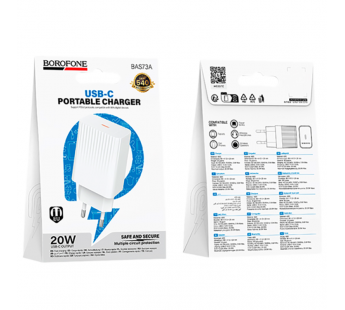 Сетевое З/У Borofone BAS73A Type-C 20W белый (1/20/120)#2119741