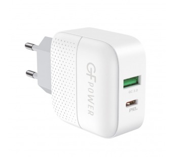 Сетевое З/У GFPower GF60PD 1USB/Type-C 3.0A QC3.0 белый (1/32/128)#2122100