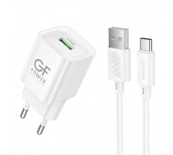 Сетевое З/У GFPower S71Q-UT 1USB 18W QC3.0 с кабелем Type-C белый (1/30/180)#2122103