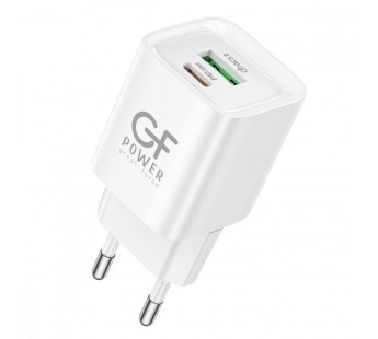 Сетевое З/У GFPower S73PQ 1USB+1Type-C 20W PD,QC белый (1/30/180)#2122108