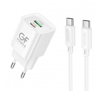 Сетевое З/У GFPower S73PQ-TT 1USB+1Type-C 20W PD,QC с кабелем Type-C белый (1/30/180)#2122111