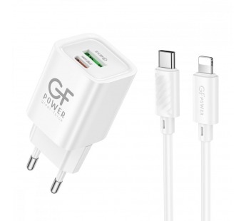 Сетевое З/У GFPower S75PQ-TL 1USB+1Type-C 30W QC3.0 с кабелем Type-C-Lightning белый (1/30/180)#2122118