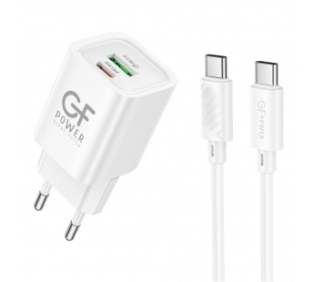 Сетевое З/У GFPower S75PQ-TT 1USB+1Type-C 30W QC3.0 с кабелем Type-C белый (1/30/180)#2122119