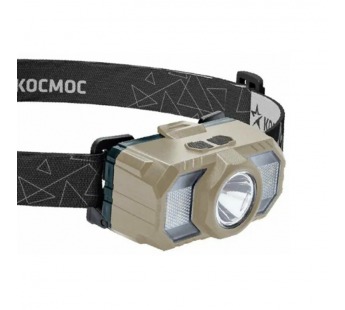 Фонарь налобный Космос 506Lit 2WLED+2WSMDLED+кр.свет от аккум IP54 5 реж светл-коричневый (1/25/100)#2116867