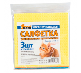 Салфетка Рыжий кот 15х15см 3шт. целлюлоза ассорти (1/58)#2115244