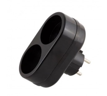 Разветвитель Toker 2Т 2р.Б/З в индивидуальной упаковке с подвесом черный (1/50)#2115787