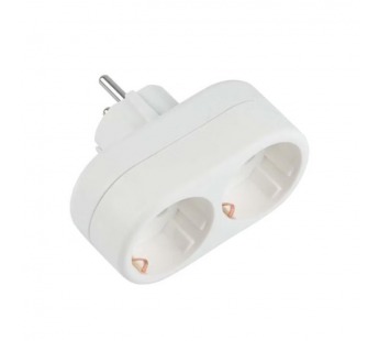 Разветвитель Toker 2Т 2р.С/З в индивидуальной упаковке белый (1/50)#2115783