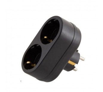 Разветвитель Toker 2Т 2р.С/З в индивидуальной упаковке с подвесом черный (1/50)#2115781