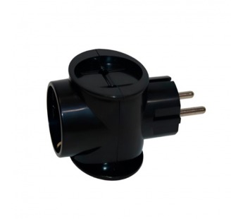 Разветвитель Toker 3T1 1р.С/З 2р.Б/З 16A черный (1/50)#2115771