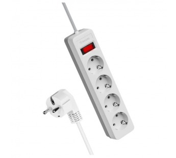 Сетевой фильтр Космос 4р.С/З 10A 1.5м ПВС 3x0.75мм² с выкл. белый (1/20)#2115752