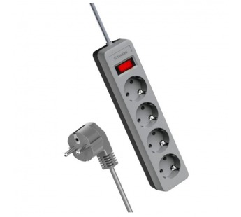 Сетевой фильтр Космос 4р.С/З 10A 1.5м ПВС 3x0.75мм² с выкл. серый (1/20)#2115751