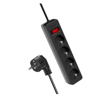 Сетевой фильтр Космос 4р.С/З 10A 1.5м ПВС 3x0.75мм² с выкл. черный (1/20)#2115750