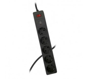 Сетевой фильтр Космос 5р.С/З 10A 3.0м 2USB ПВС 3x0.75мм² с выкл. черный (1/20)#2115742