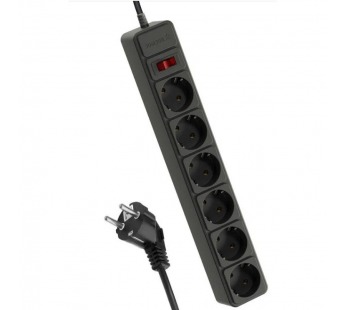 Сетевой фильтр Космос 6р.С/З 16A 5.0м ПВС 3x1мм² с выкл. черный (1/20)#2115726