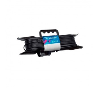 Удлинитель Космос 1р.Б/З 6A 10.0м ПВС черный (1/10)#2115448