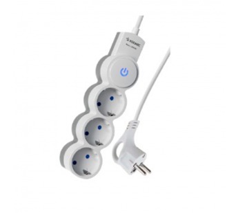 Удлинитель Космос 3р.С/З 10A 5.0м с выкл. ПВС 3x0.75мм² белый (1/25)#2115376